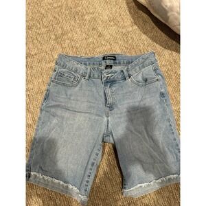 D.Jeans Womens Light Wash Denim Bermuda Shorts Frayed Hem Size 8